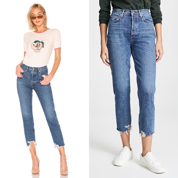 Agolde Riley High Rise Crop Jeans - Picture 2 of 7